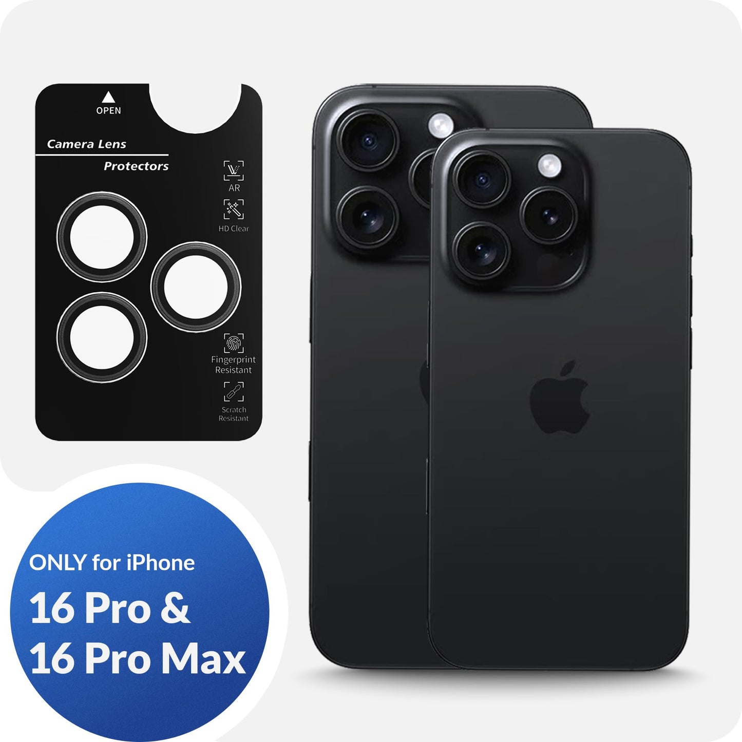 LONLI - for iPhone 16 Pro | 16 Pro Max - Triple Individual Camera Lens Protector - Rainbow Holographic Glitter WN420