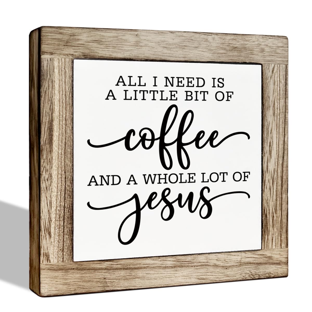 Funny Wooden Coffee Bar Decor Sign, Bar Decorations, in the Morning When Rise Give Me Jesus (and Coffee), Cafe Table Top Shelf Accessories, Cafe Signs Decor 5.9x5.9 Inches BST202