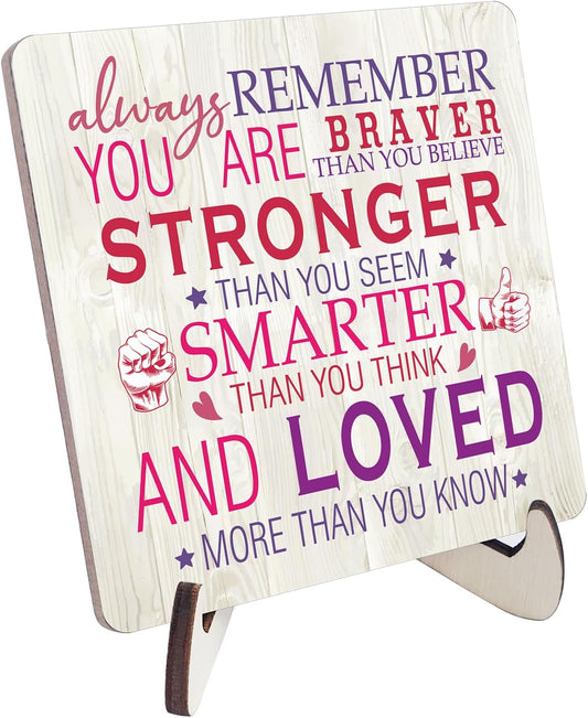 Inspirational Pink Gifts for Women Desk Sign, Encouragement Gift for Women, Cheer Up Gifts Desk Wood Plaques, Coworker Motivational Signs for Birthday, Thinking of You Gift for Womens BST220