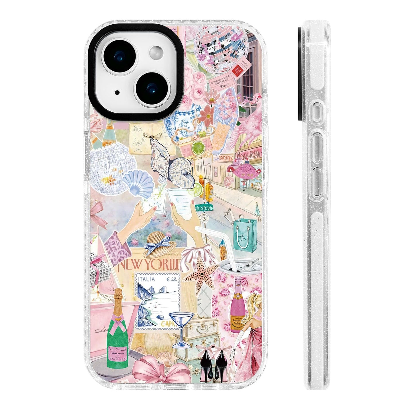 for iPhone 16 Pro Case [Military-Grade Drop Protection/Stylish Soft TPU Protective/Camera Protection/for Women & Girls] - Beach Party Collage Pattern with Mermaid WN420