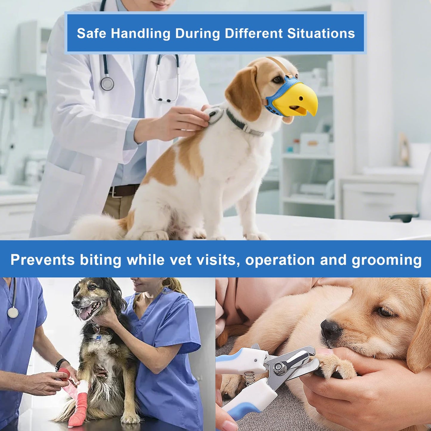 Dog Muzzle for Small Dogs, Bite Proof & Anti Licking - Soft TPR Safety Muzzle with Adjustable Hawk-Beak Design for Walking, Grooming, Vet Visits, Gentle and Breathable WN420