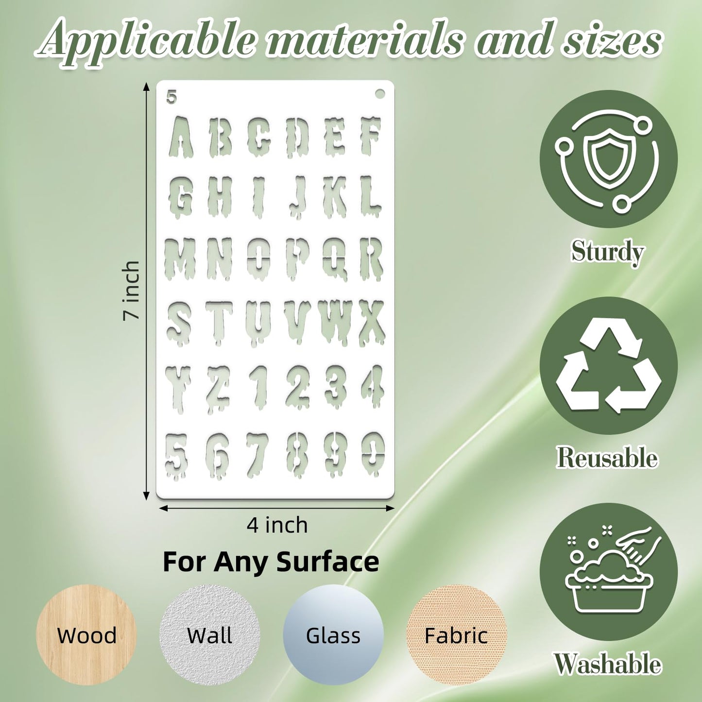 Letter Stencils for Crafts Reusable 42Pcs Number Stencils(5 Inch Font) | DIY Art Painting Stencil Furniture Decor Kit for Wood Embroidery Wall Silk Screen Journaling BST202