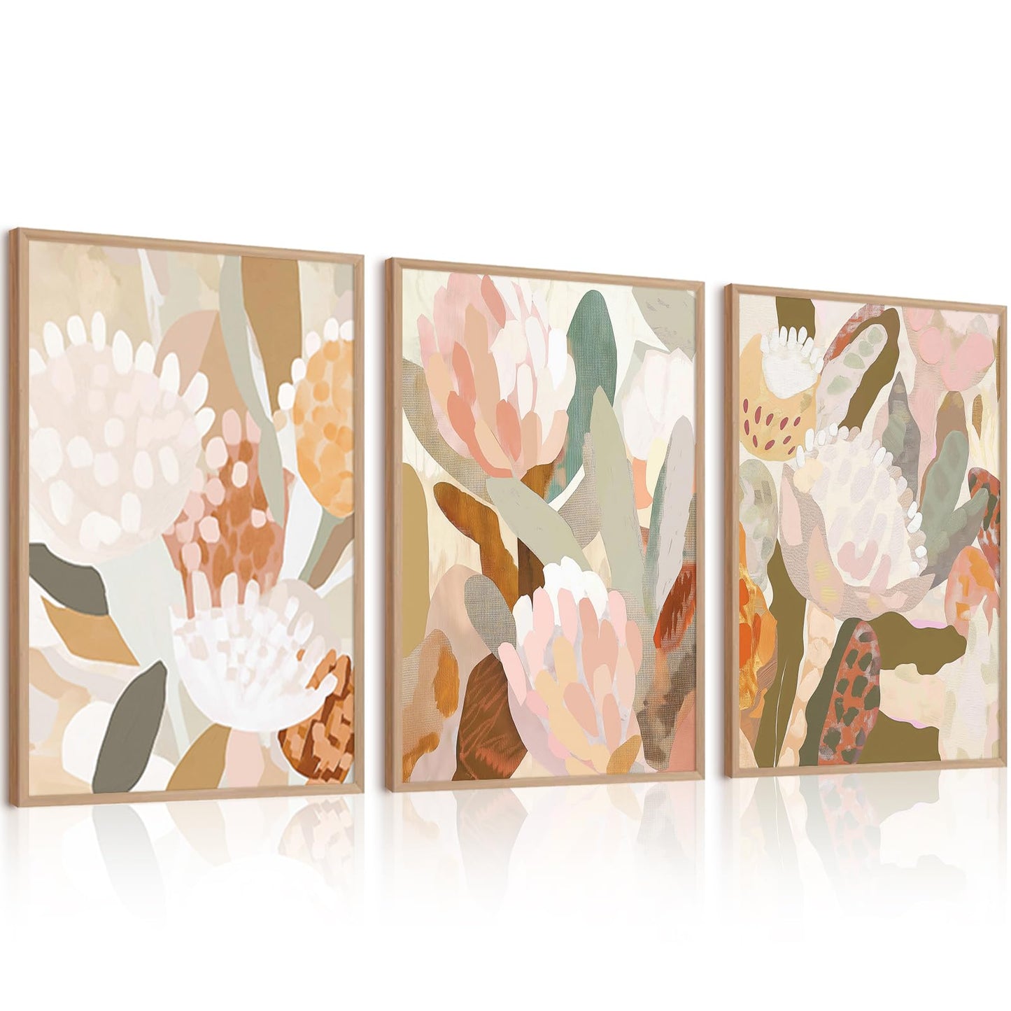 Matisse Abstract Wall Art Decor Pink Flower Canvas Pictures Picasso Aesthetic Wall Art Henri Matisse Prints Poster Abstract Flower Painting Market Artwork for Bedroom 12x16 Inch Unframed Set of 3 BST202