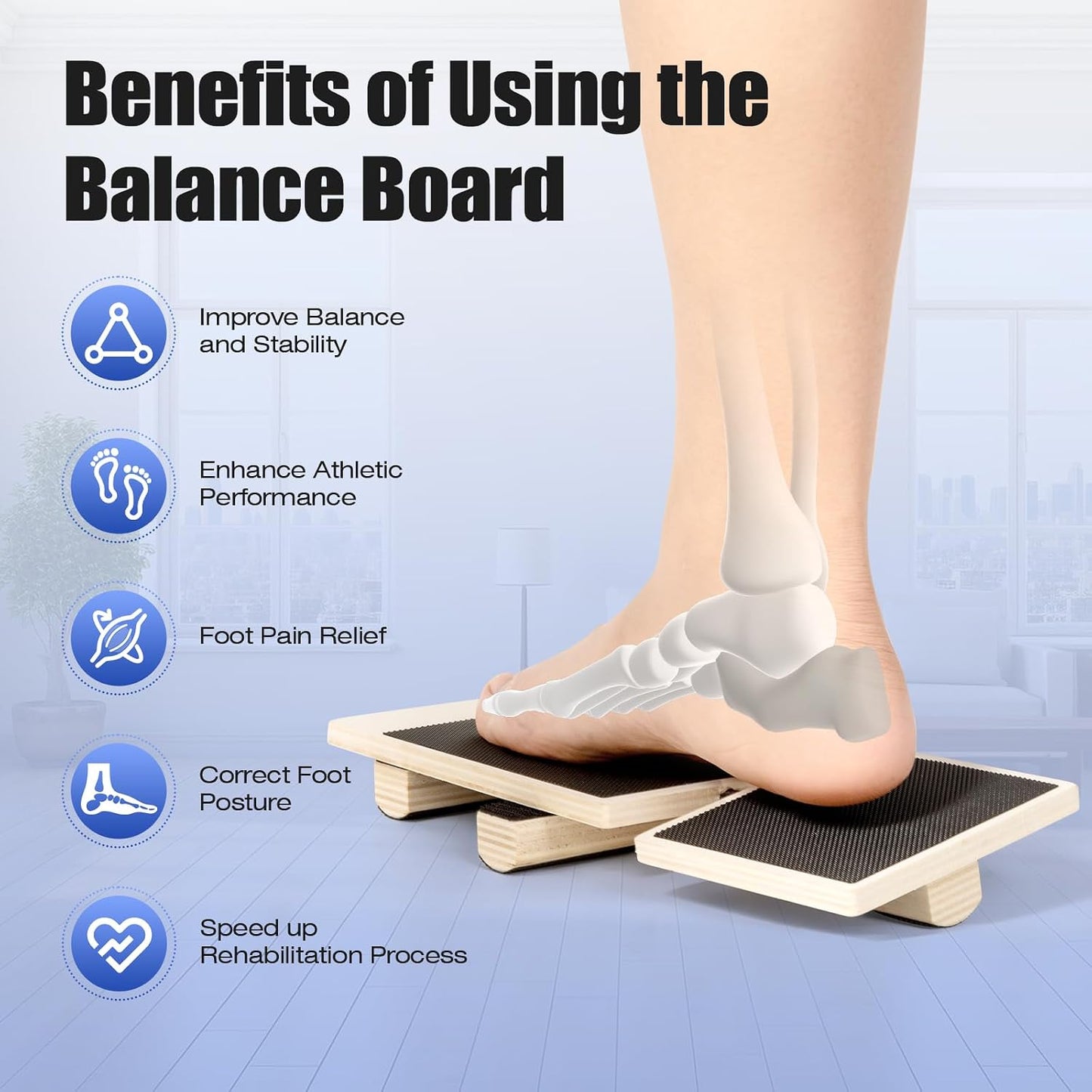 Enmja Ankle Balance Board, Foot Strengthener Exerciser for Sprained, Foot Stability Trainer, Single Leg Foot Stretcher, Posture Corrector, Physical Therapy for Plantar Fasciitis Relief WN420