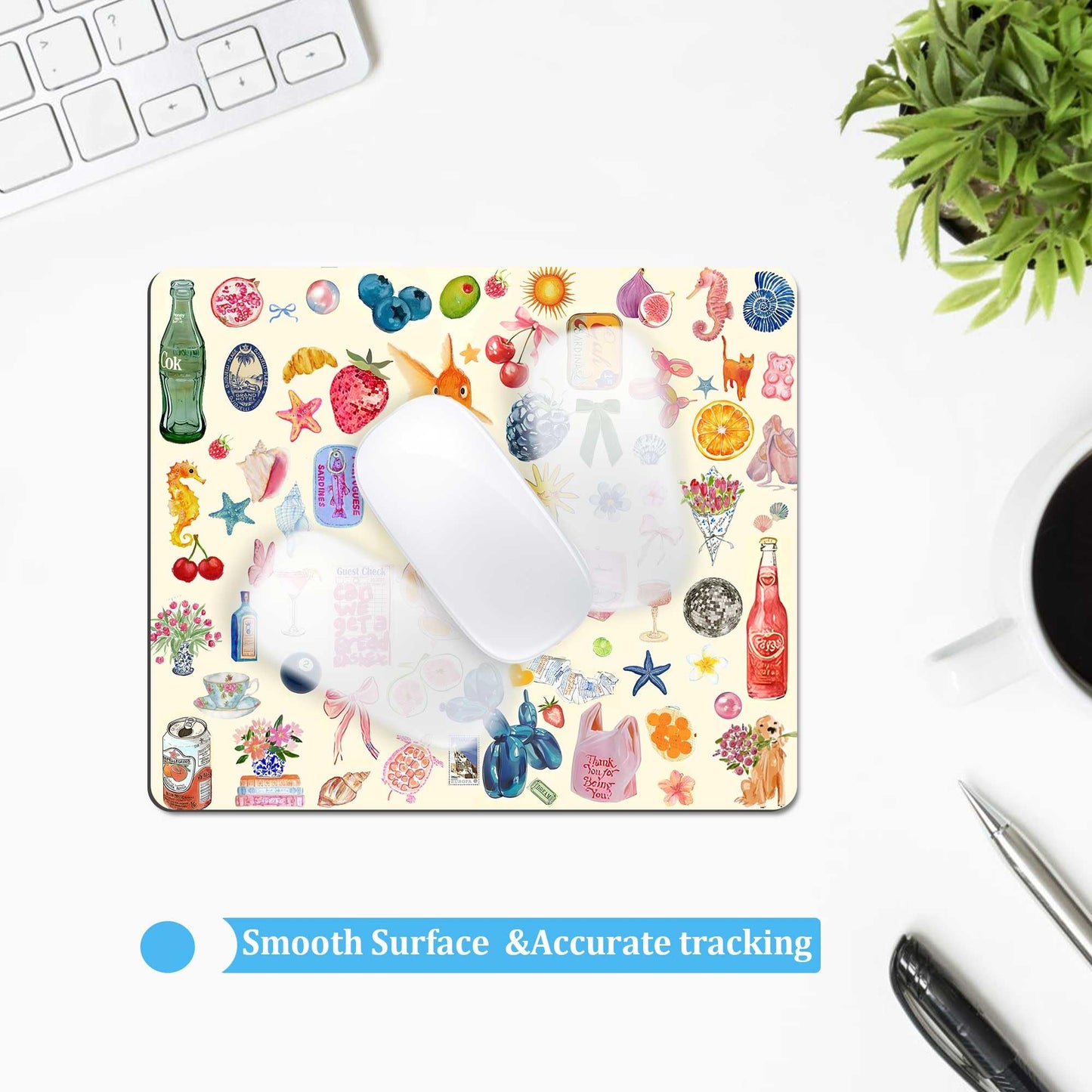 Square Mouse Pad with Non-Slip Rubber Base,Washable Square Cloth Mousepad, Non-Slip Rubber Base for Wireless Mouse for Computers, Laptop, Gaming, Office & Home WN420