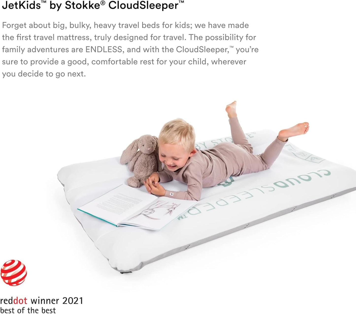 Stokke JetKids CloudSleeper, White - Inflatable Kids’ Travel Bed