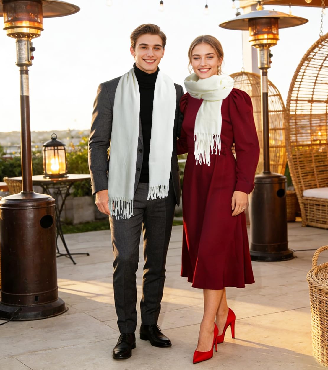 Winter Soft Long Scarf, Pashmina Shawls and Wraps, Warm Large Scarves for Men Women Evening Dress Wedding WN420