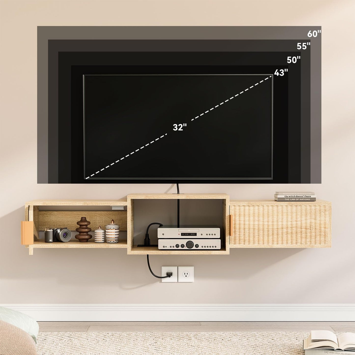 IBUYKE Mid Century Modern Floating TV Stand N30