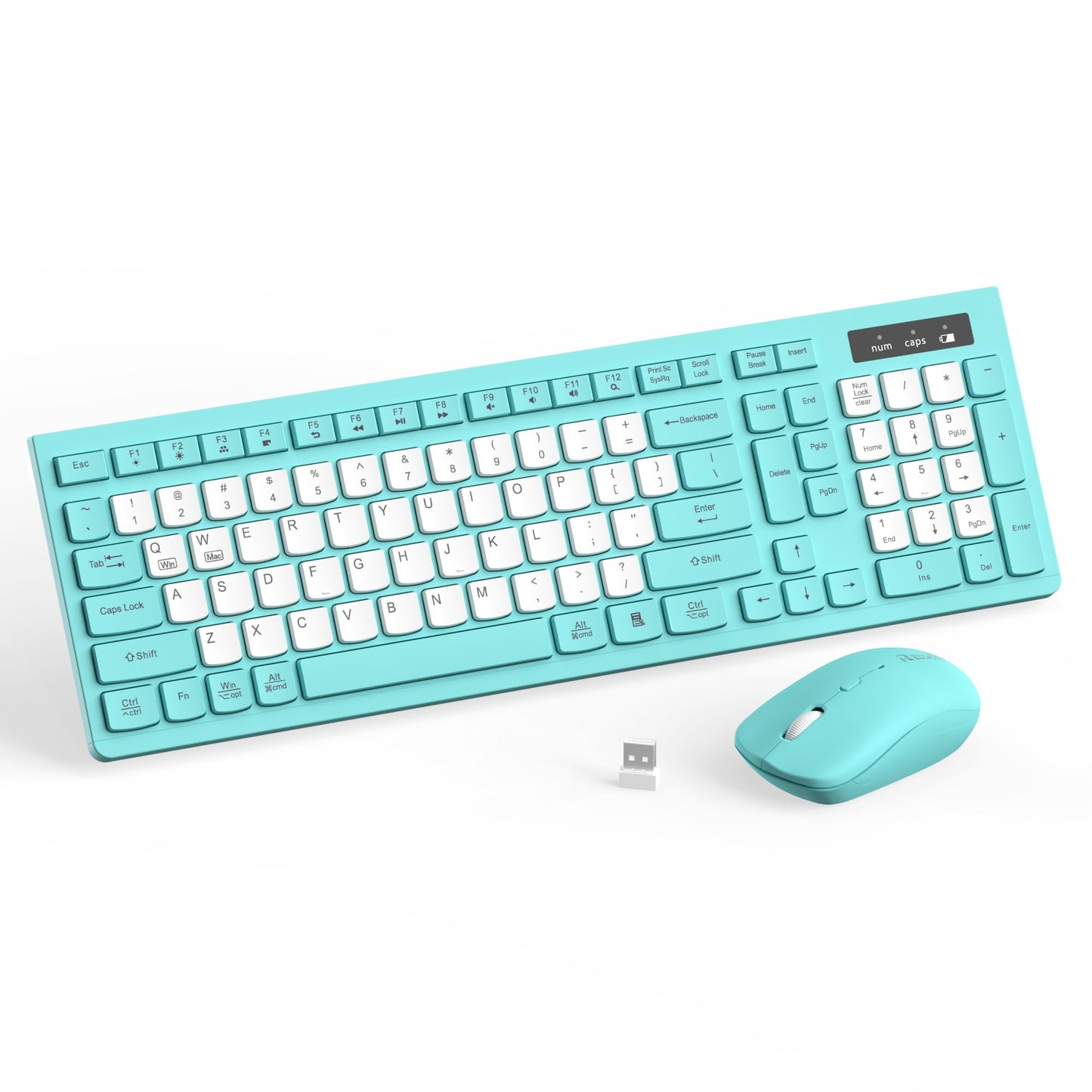 Wireless Keyboard and Mouse Combo, Full-Sized Wireless Keyboard and Adjustable DPI Mouse, 2.4GHz USB Receiver, Silent Keyboard and Mouse for PC, Windows, MAC, Desktop, Laptop (Avocado Green)