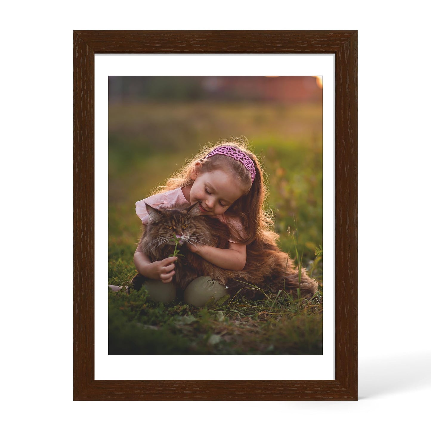 YESKAY 12x16 Picture Frame - 12 x 16 Photo Frame Made of Solid Oak Wood and Real Glass,Display Picture 4 Opening 5x7 with Mat or 12x16 Without Mat for Wall Mounting(Color Walnut) BST326H