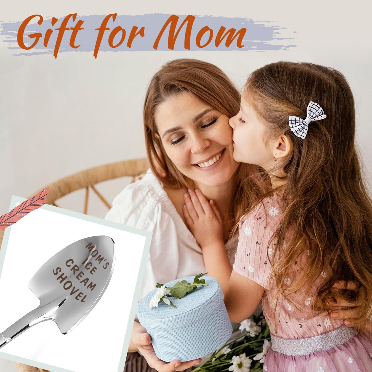 Dad Gifts - Gifts for dad from Daughter. Father Day Gifts for dad Ice Cream Spoon Scoop for Ice Cream Lovers, Father birthday Gifts Funny Engraved Stainless Steel Shovel WN420