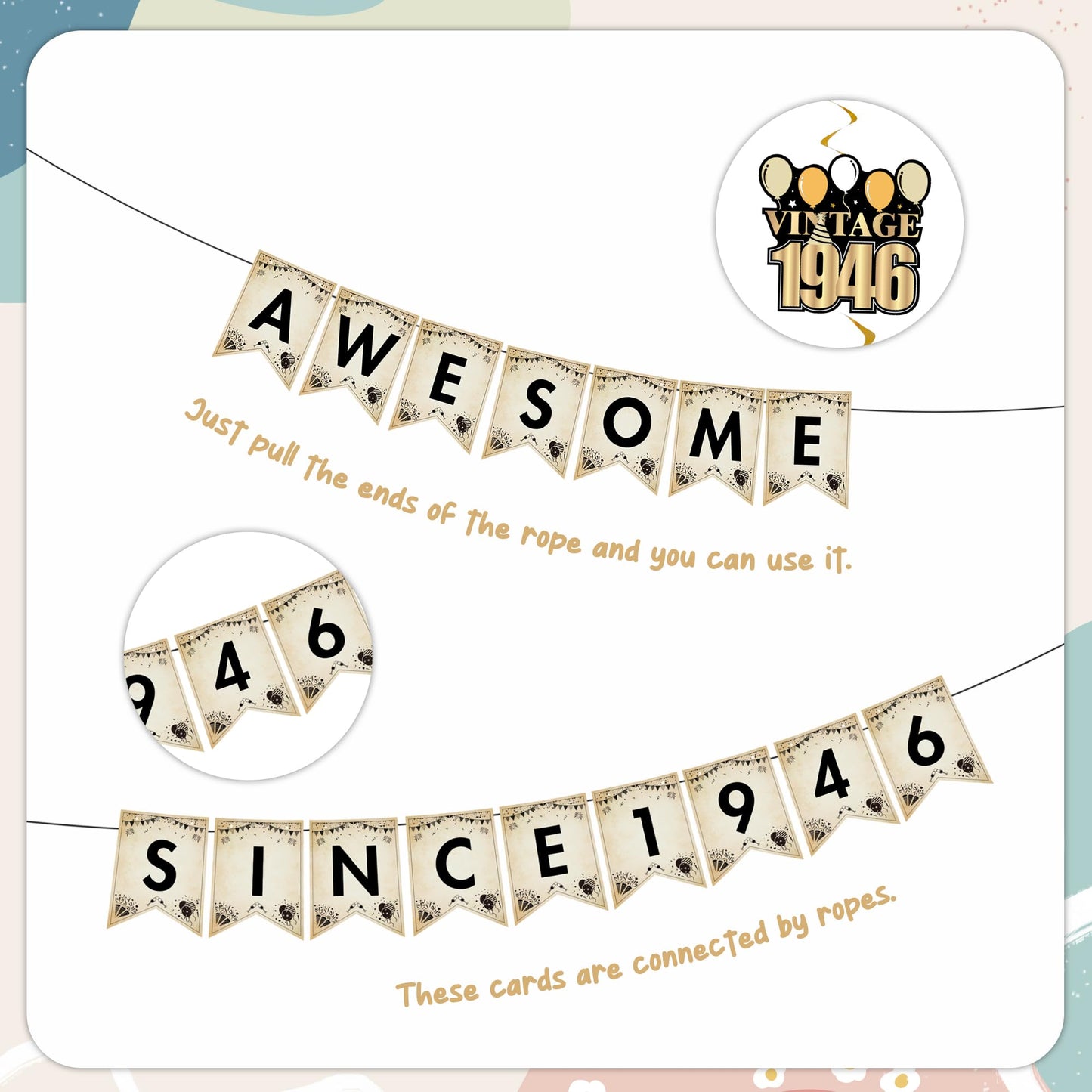Happy 40th Birthday Decorations Men - 27 Pcs Retro Newspaper Theme Awesome Since 1986 Letter Banners Hanging Swirls Backdrop Latex Balloons for Men Women 40 Years Old Birthday Party Decor Supplies BST326L