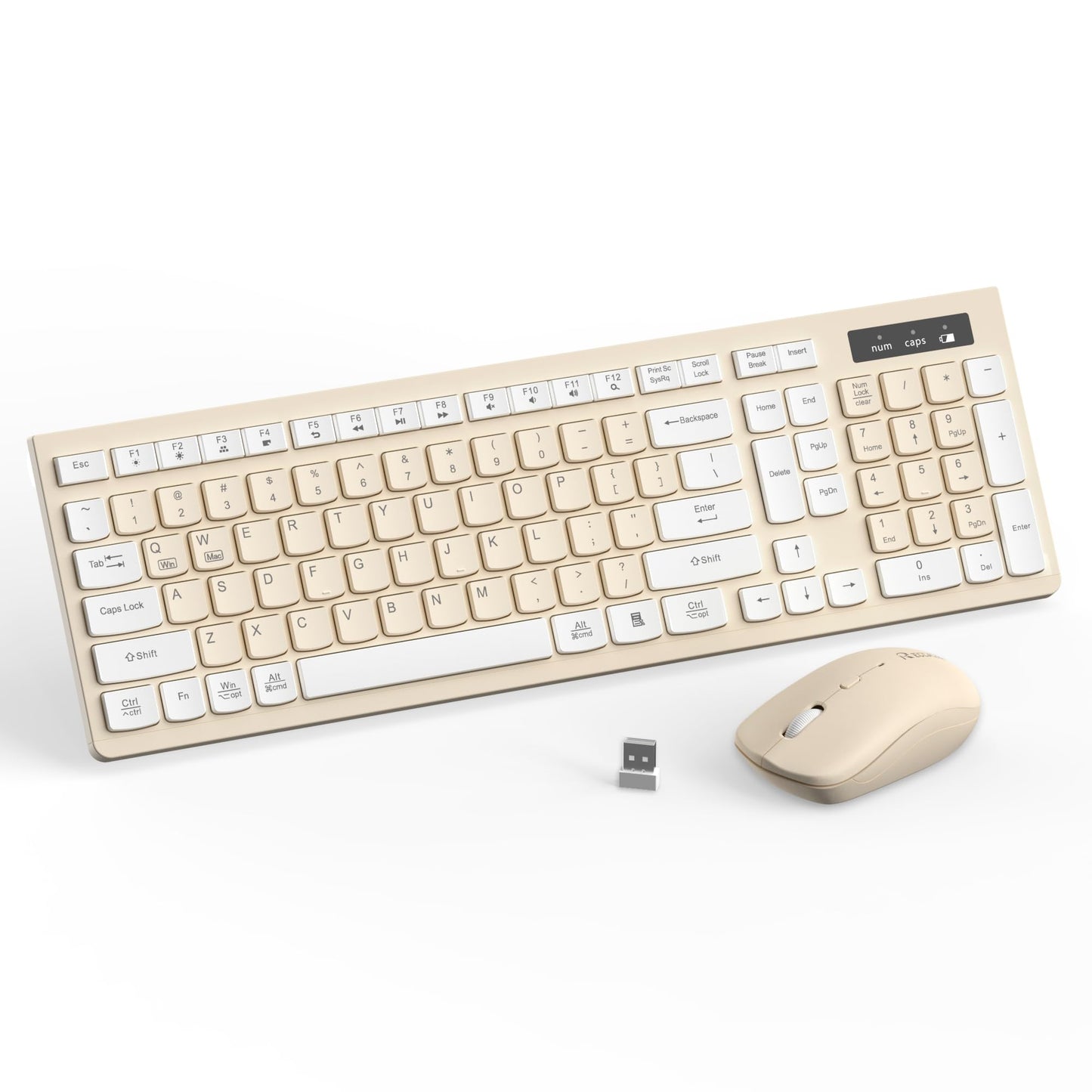 Wireless Keyboard and Mouse Combo, Full-Sized Wireless Keyboard and Adjustable DPI Mouse, 2.4GHz USB Receiver, Silent Keyboard and Mouse for PC, Windows, MAC, Desktop, Laptop (Avocado Green)