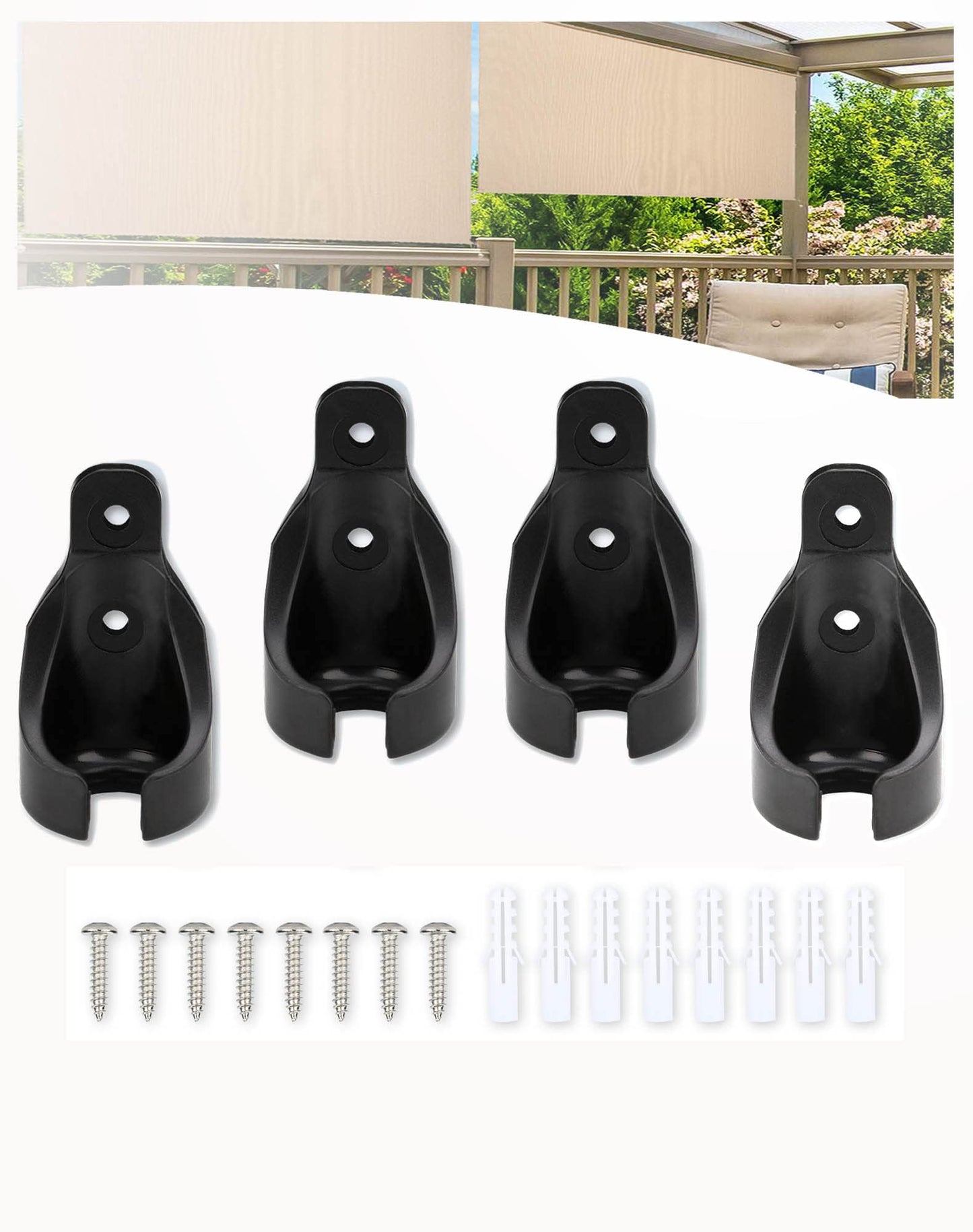 Universal Bungee Receiver Replacement Parts,Weather Resistance,Same Size as Original,Compatible with Coolaroo Exterior Roller Shade(Black,4 Pcs) BST220