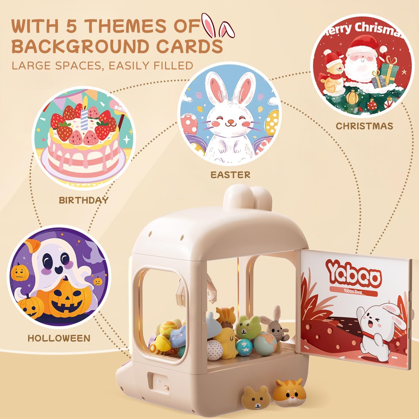 64 PCS Large Claw Machine for Kids Bunny, Vending Machine Toys for Girls 5 6 7 8 Year Old, Candy and Prize Electronic Dispenser Game Ages 5-7 6-8, Birthday Gift for 3 4 5 6 Year Old DD1210