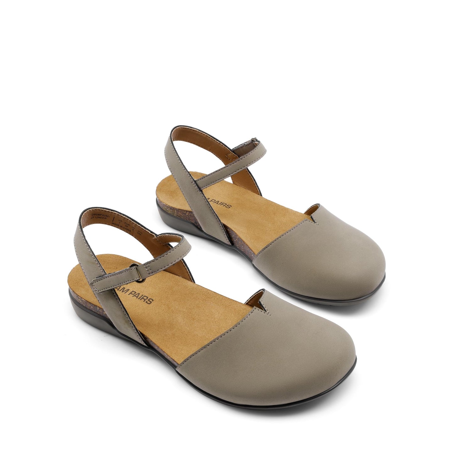 DREAM PAIRS Women's Closed Toe Sandals Arch Support Comfort Cork Footbed Flat Sandals Summer Shoes N31