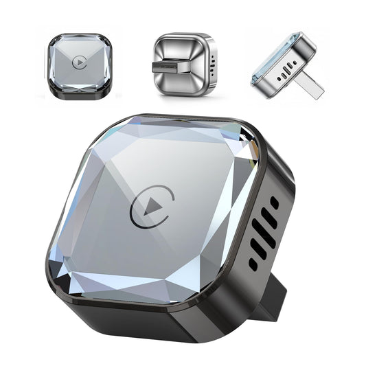 Wireless CarPlay Adapter 2026 Upgraded – 2-in-1 Suitable for Apple iPhone & Android, with Compact Size Plug-and-Play Convenience, and Fast Stable Connection for CarPlay & Android Applications (Sliver)
