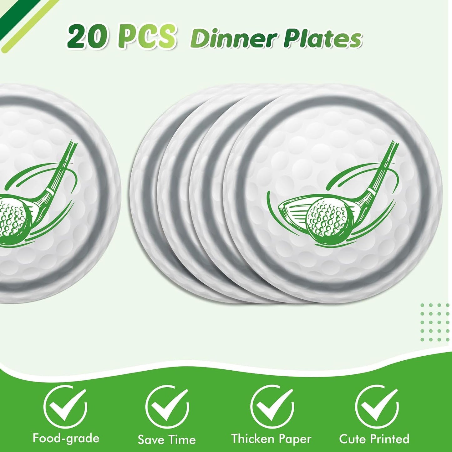 Golf Party Plates Napkins Tablecloth- 62PCS Golf Party Supplies Golf Party Tableware Set Golf Theme Paper Plates Napkins and Tablecover Disposable Golf Plates Golf Birthday Party Decorations Supplies BST220