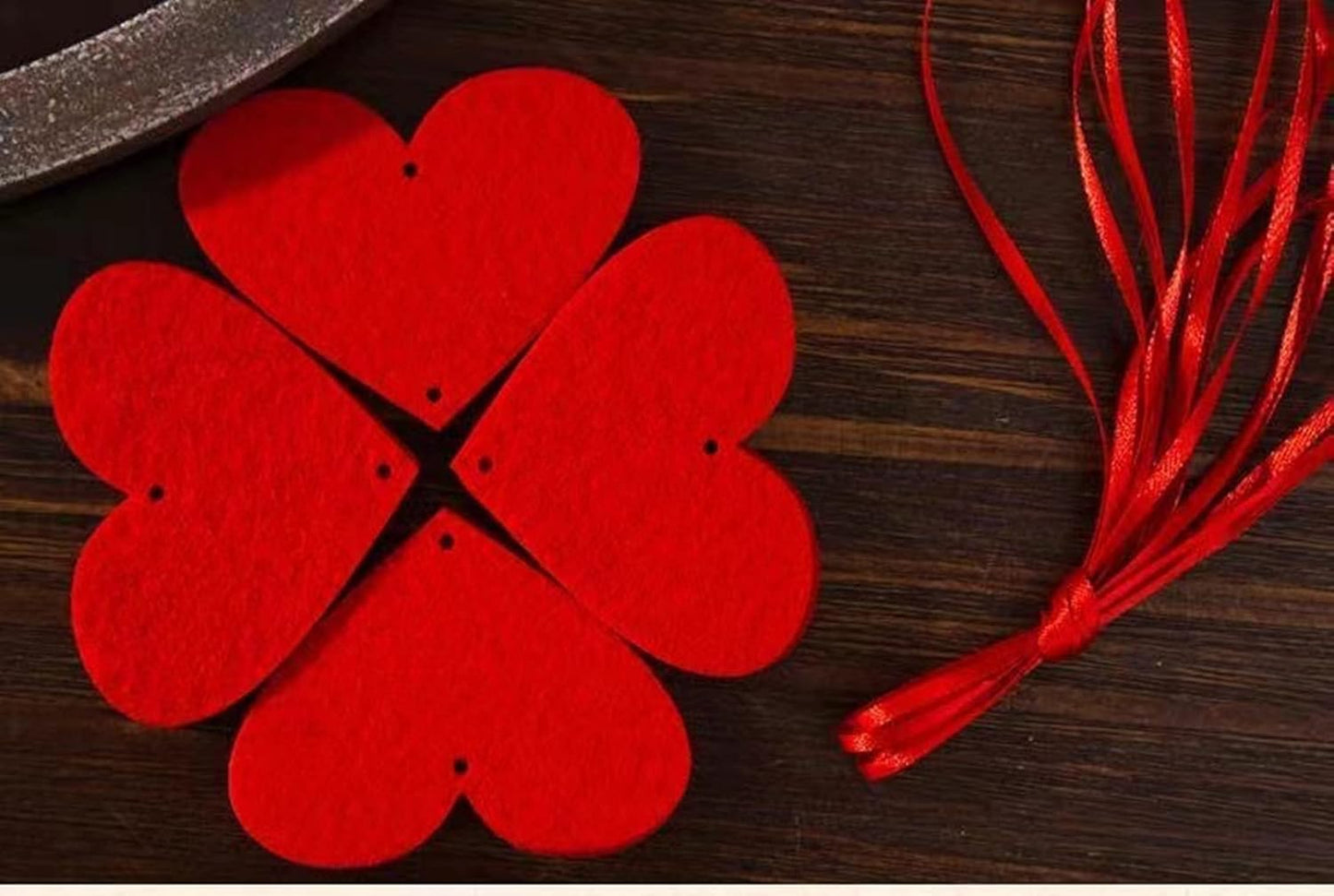 Dzrige 72 Hearts Felt Garland Red Felt Garland Hanging String Hearts Valentines Day Decorations Home Office Wedding Anniversary Birthday Party Supplies, NO DIY BST326H