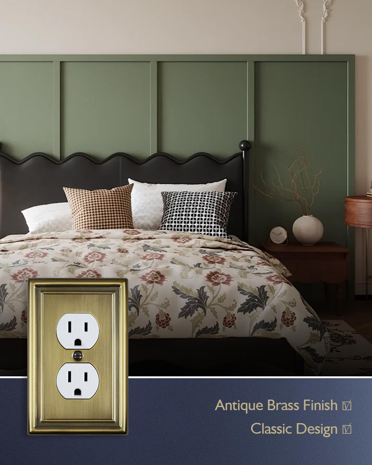 Decorative Metal Wall Plates, Switch Plates Outlet Covers (Off White/1 Decorator 4 Pack) WN420