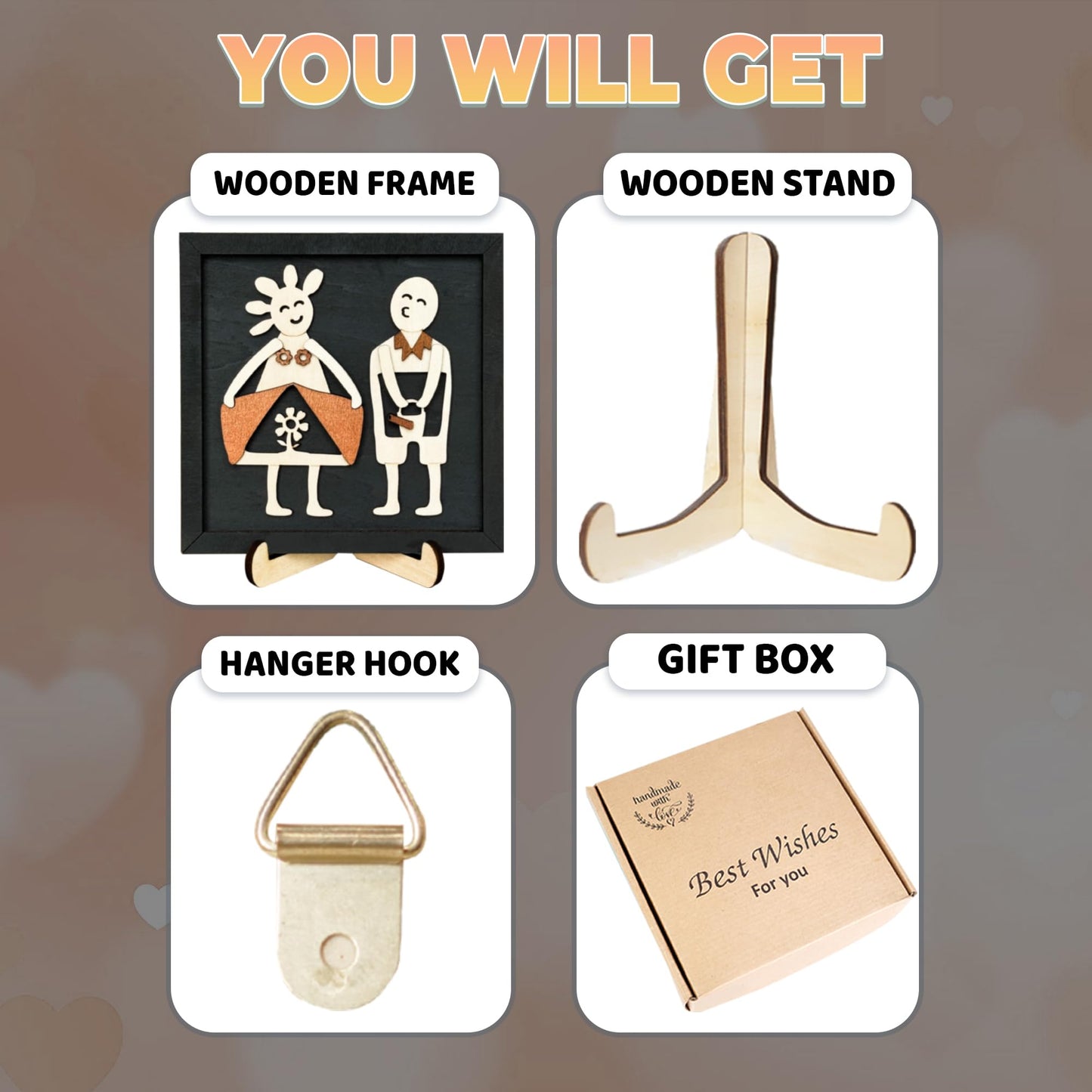 Funny Couple Decorative Gift for Him Her Anniversary Frame Wooden Sign Plaque Rustic 3D Wall Art Wedding Birthday Valentine's Day Gift for Boyfriend Girlfriend Husband Wife HU-FR252 BST220