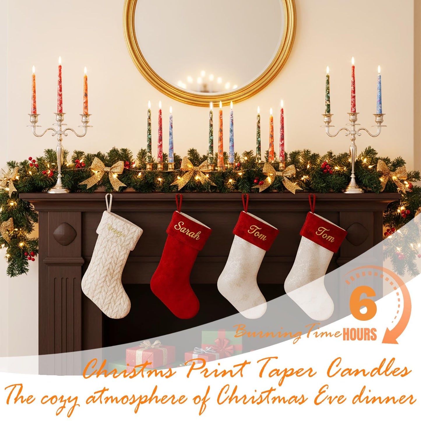 10 Inch Decorative Taper Candles, 4 Pack Birthday Balloon Print Candlesticks, Unscented Dripless Candles with Long Burn Time for Party, Holiday Table & Home Decor BST326H