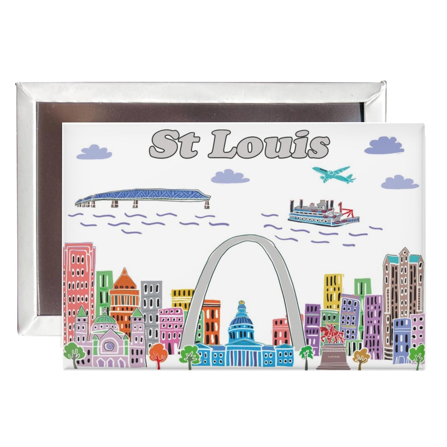 City Themed Artwork Magnet Collection by Beary Blu - Designed in The USA, Collectible Souvenirs Gifts 2.5" x 3.5" (Dallas) BST220