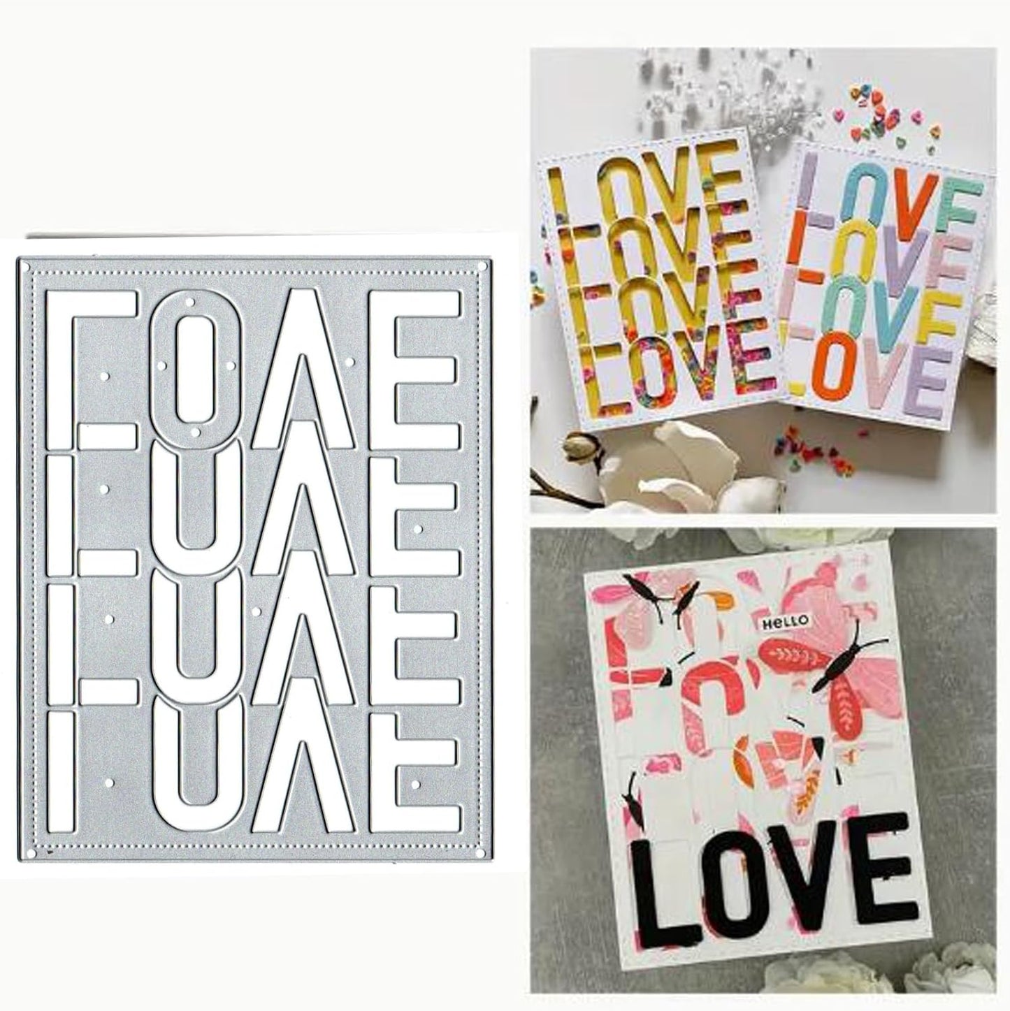 Valentine's Day Love Frame Metal Die Cuts,Happy Valentine's Day Love Square Frame Cutting Dies Cut Stencils for DIY Invitation Card Scrapbooking Album Decorative Embossing Paper Dies Card Making BST326L