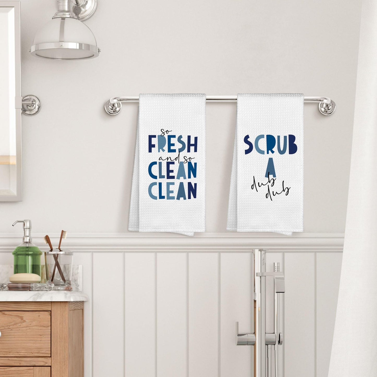 Kids Nursery Bathroom Decor Hand Towels 16x24 Set of 2, Wash Hands Brush Teeth Decorative Towels Gifts for Kids Baby Toddlers, Boho Flush Toilet Bathroom Kitchen Hand Towel Decor BST220