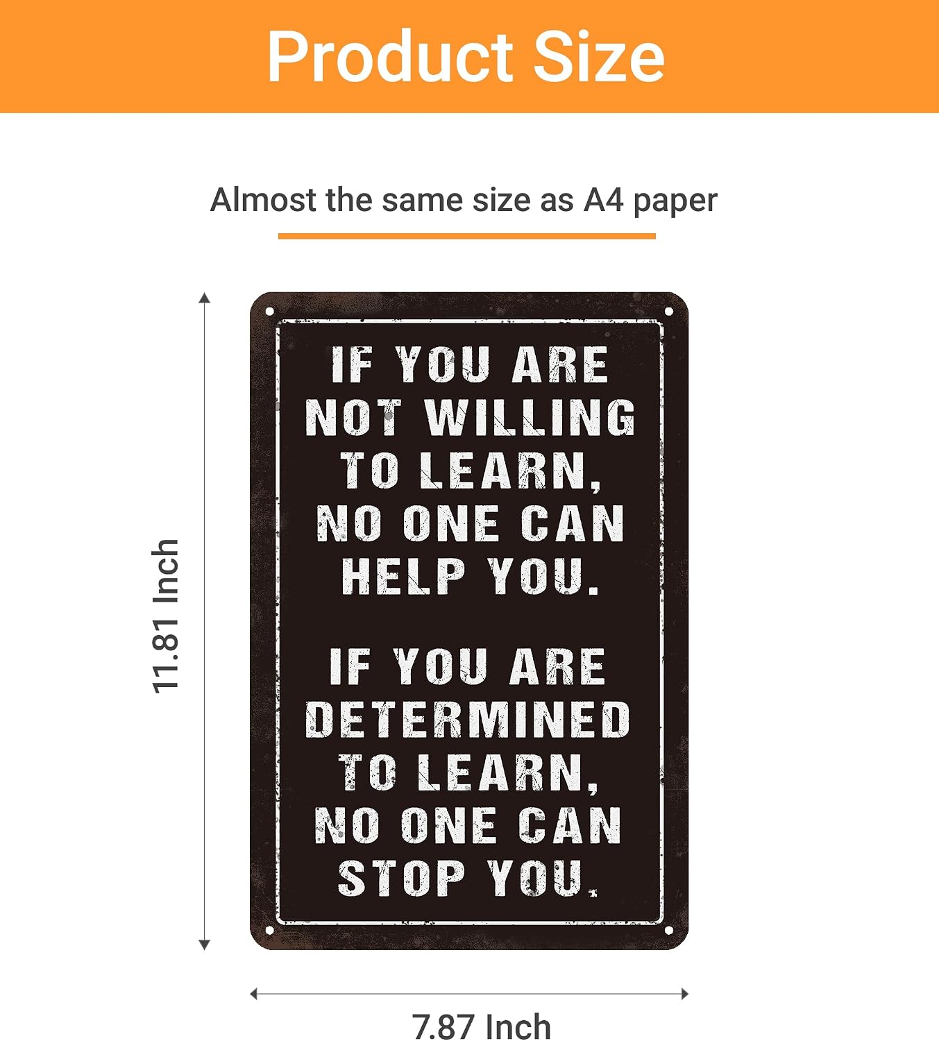 Inspirational Wall Art If You Are Not Willing to Learn Metal Sign 8x12 Inch | Motivational Quote Decor for Classrooms, Offices, Bedrooms, and Study Spaces; Durable Aluminum Sign with Predrilled Holes BST202