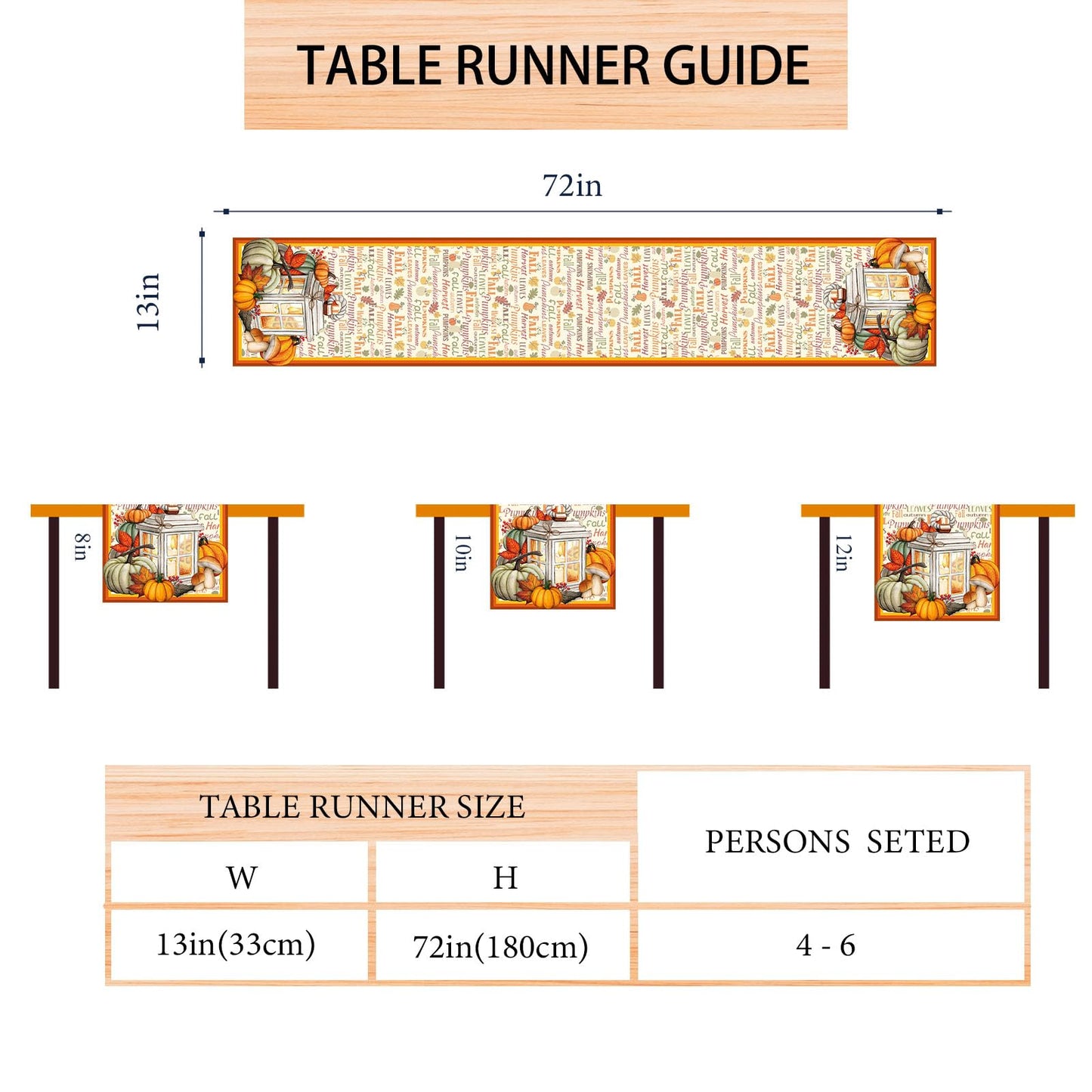 Fall Table Runner-Farmhouse Fall Leaves Pumpkin Table Decor Autumn Thanksgiving Home Kitchen Dining Room Table Decorations 13x36 Inch BST220