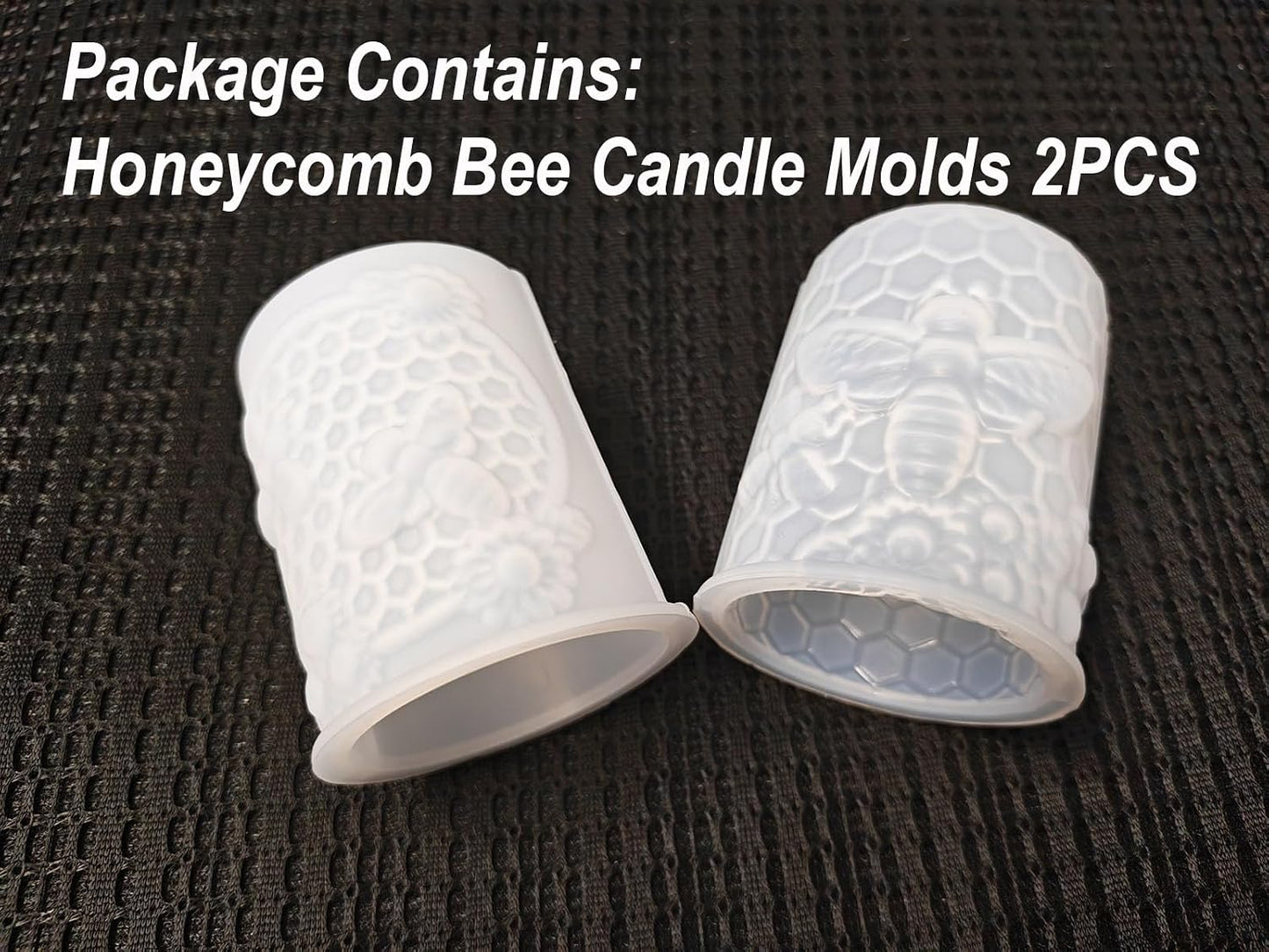 Honeycomb Bee Candle Silicone Molds 2PCS with Flowers Design, White Resin Cylindrical Mould Set, Soap Wax Beeswax Epoxy Casting Clay Mold-Kit, 2 Pack BST220
