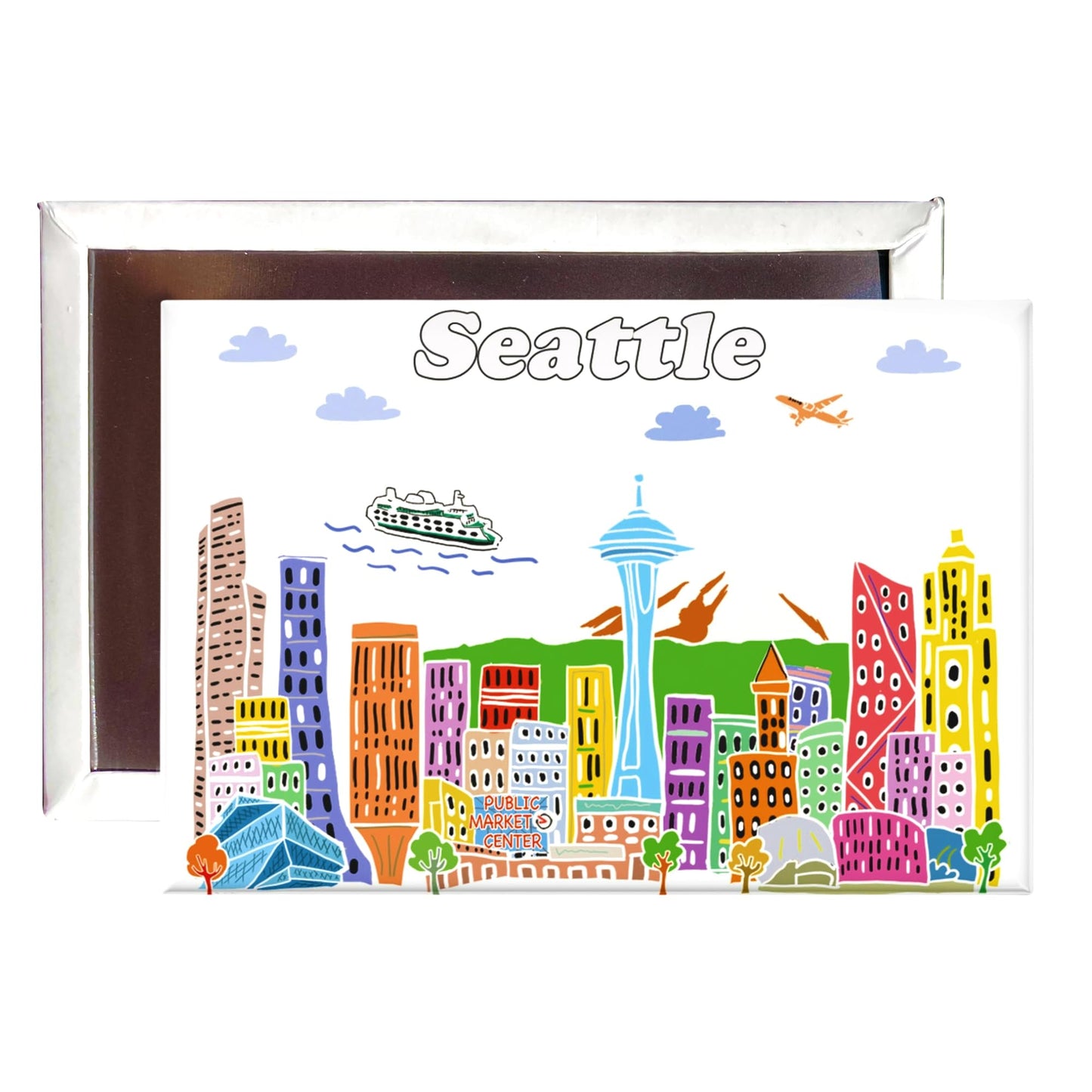 City Themed Artwork Magnet Collection by Beary Blu - Designed in The USA, Collectible Souvenirs Gifts 2.5" x 3.5" (Dallas) BST220