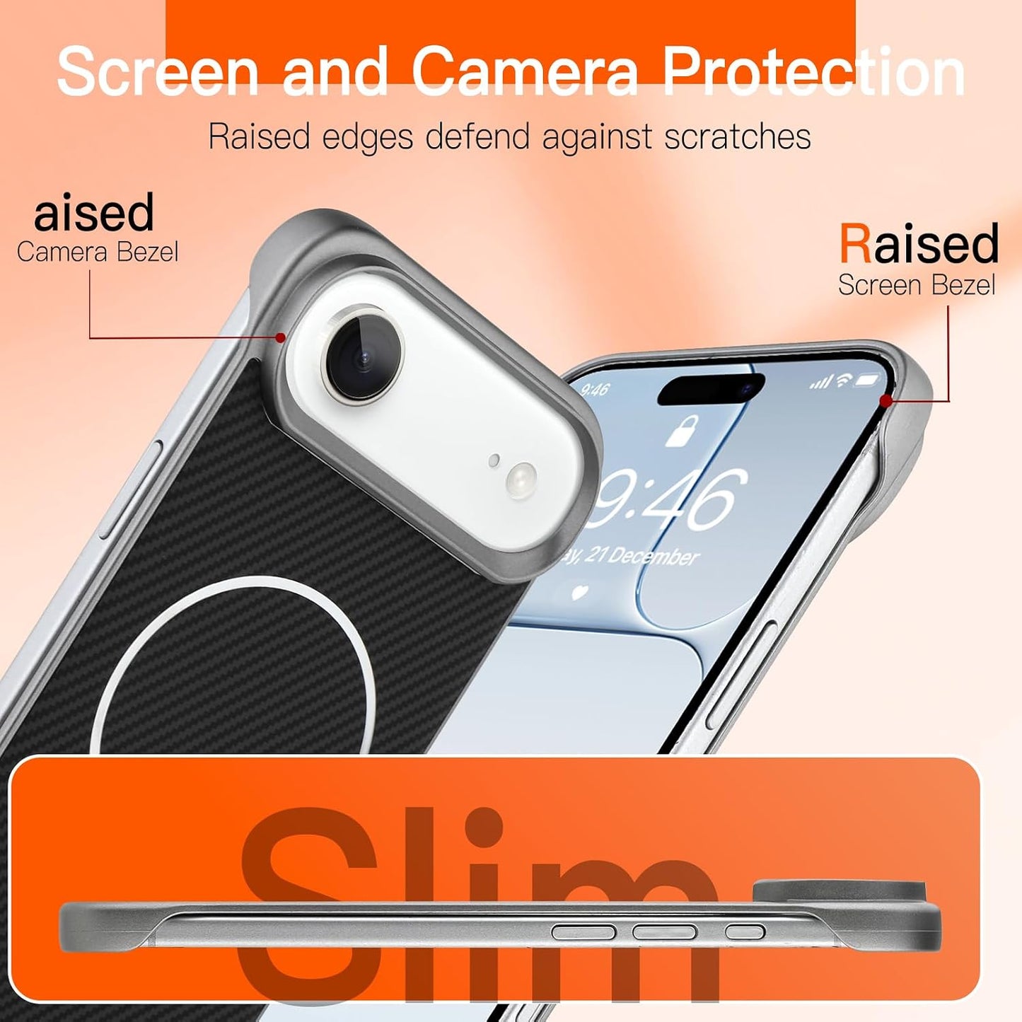 Made for fit for iPhone Air Case with Carbon Fiber Texture Design, Compatible with Magsafe, Matte Back Anti-Scratch, Magnetic Slim Phone Cover Gray. WN420