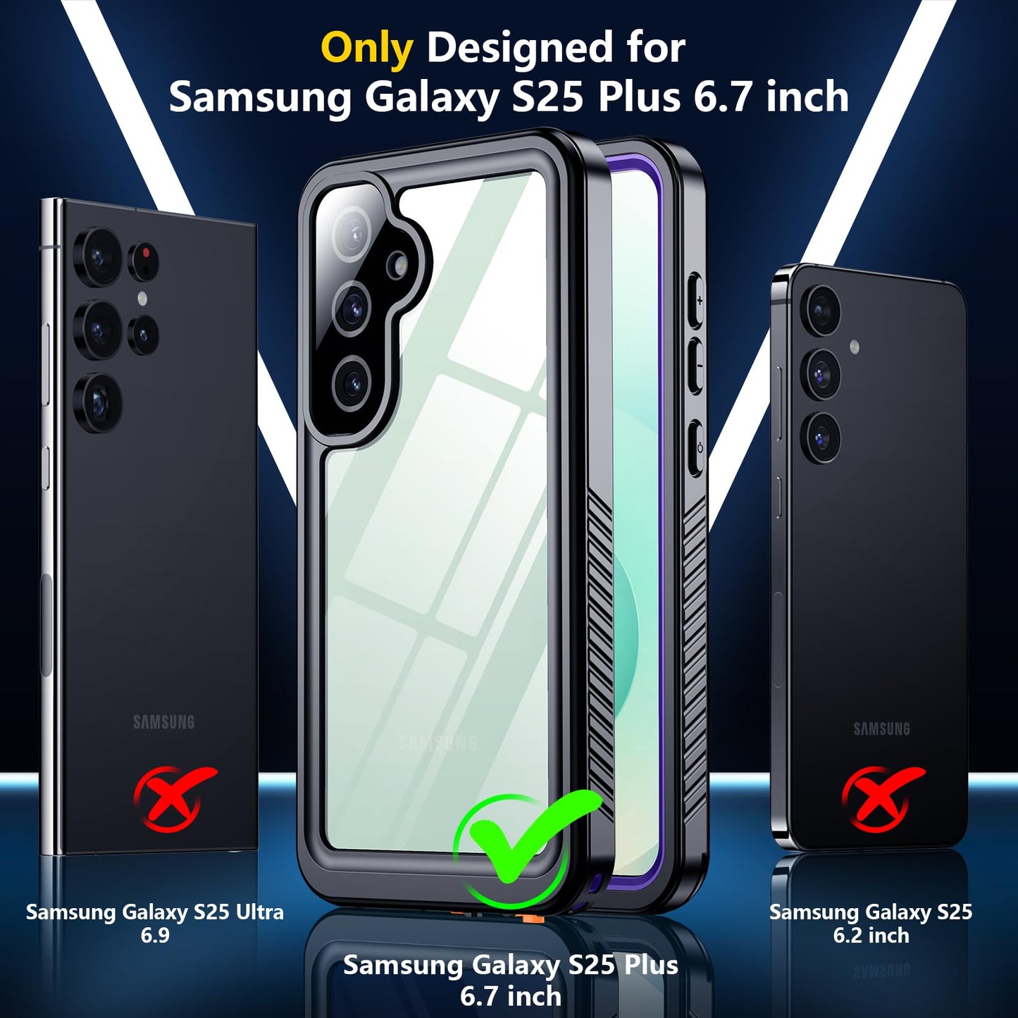 SPIDERCASE Designed for Samsung Galaxy S23 Case Waterproof,Built-in Screen & Camera Lens Protector[IP68 Underwater][Military Grade Shockproof] Full Body Protection Phone Case, Black/Clear WN420