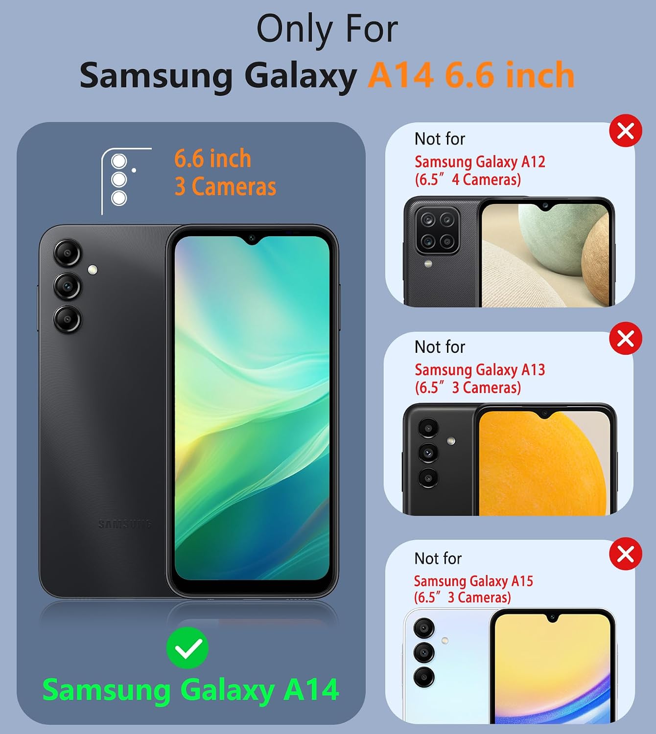 FNTCASE for Galaxy A14-5G Phone Case: Samsung A14 5G Military Grade Drop Protection, 14ft Drop Tested, Screen Protector Included, Anti-Slip Matte Textured, TPU+PC Dual Layer Shockproof Cover (Black) WN420