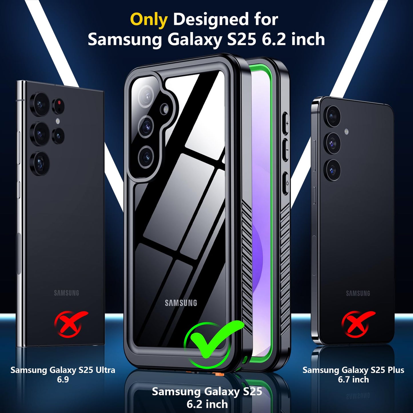 SPIDERCASE Designed for Samsung Galaxy S23 Case Waterproof,Built-in Screen & Camera Lens Protector[IP68 Underwater][Military Grade Shockproof] Full Body Protection Phone Case, Black/Clear WN420