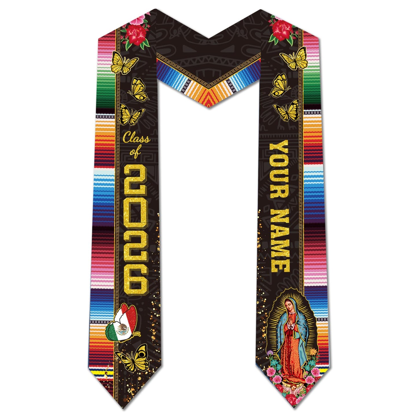 Dazoratix Filipino Graduation Stole 2026 - Philippines American Flag Sash Personalized Custom Glitter Iron on Letters Patches DIY Customize Transfer Stickers for Senior Student School Grad Decorations BST326L