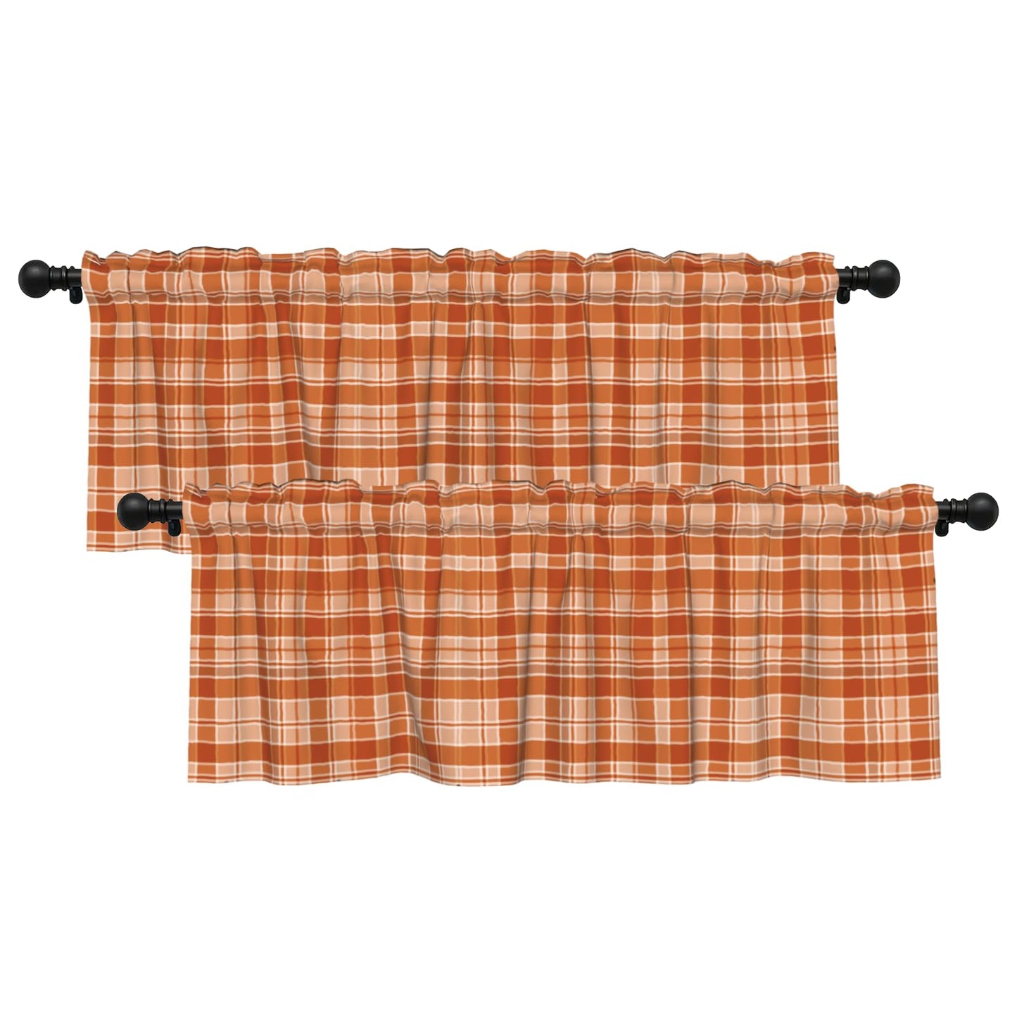 Patriotic Valance for Kitchen 2 Pack 54"x18" American Flag Curtains for Windows Red White Blue Stars 4th of July Independence Day Eucalyptus Leaf Window Treatment Rod Pocket Valance for Home Decor BST326L