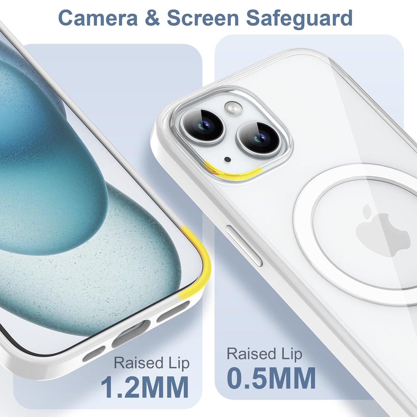 PULOKA for iPhone Case Compatible with Magsafe, Color Bumper & Clear TPU Back Hybrid Shockproof Cover (White, iPhone 16 Pro Max) WN420