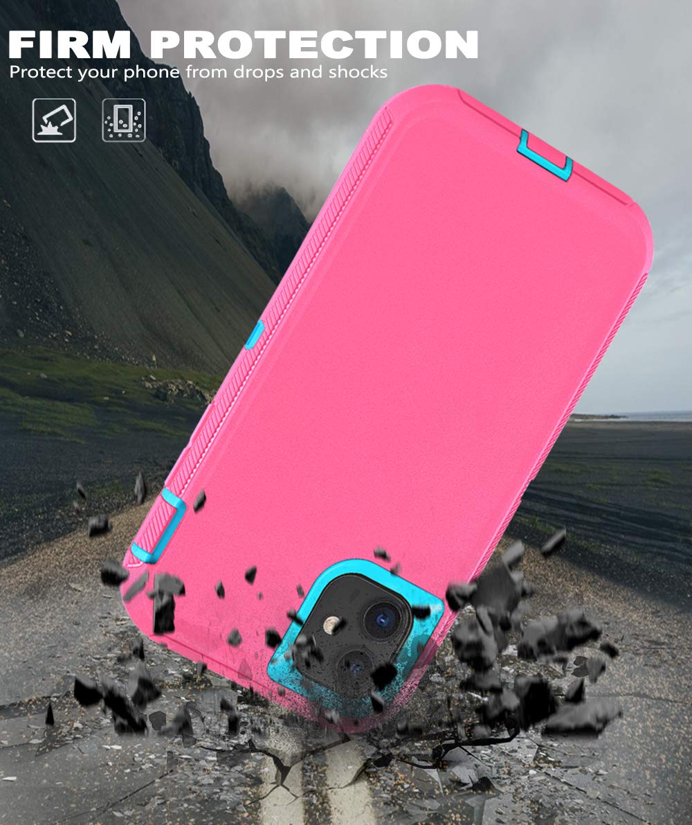 for iPhone 11 Case with Belt Clip Holster Kickstand & 2 Screen Protector, Full Protection Heavy Duty Phone Case, Shockproof Drop-Proof Durable Cover 6.1" [Black+Clip] WN420