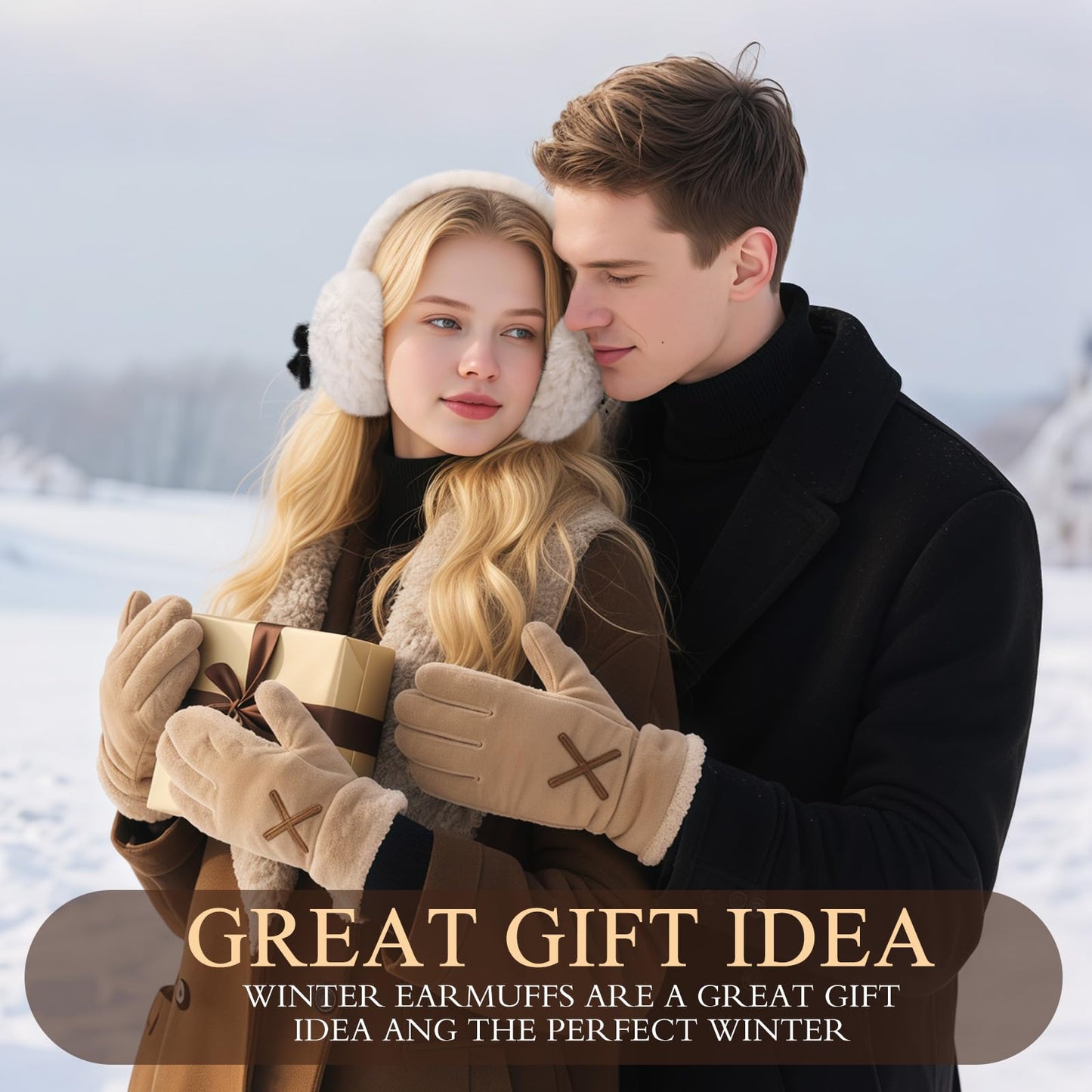 Valentines Day Gifts for Her Earmuffs for Women, Foldable & Fuzzy Ear Muffs for Outdoor Activities WN420