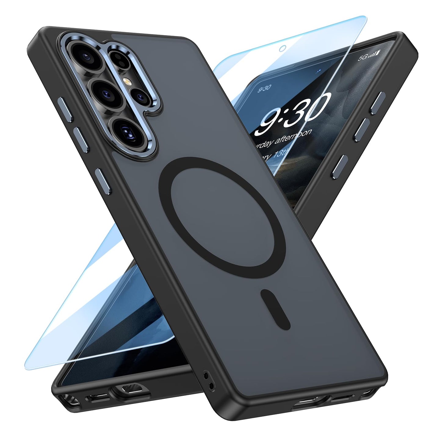 MATEPROX Magnetic Design for Samsung Galaxy S24 Plus Case, Stylish Slim an-ti Yellow Translucent Matte Shockproof Protective Cover for S 24+ 6.7'' 2024-Titanium Gray WN420