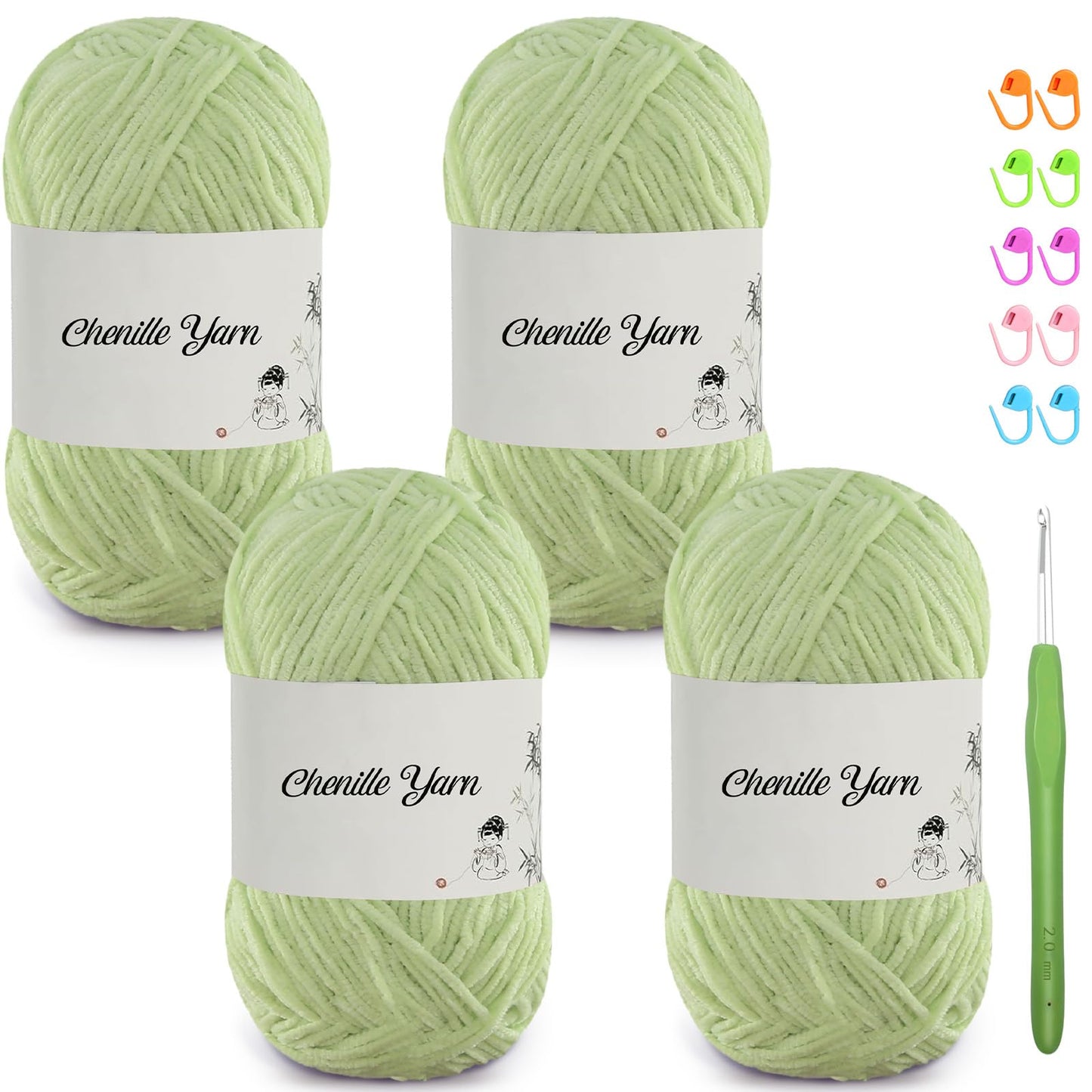 4 Pack of 1.76oz Chenille Yarn for Crocheting,158yards Soft Fluffy Velvet Yarn, Ideal Crochet for DIY Baby Blankets Toys Scarves Throw Pillows Hats Cushions(Purple) BST326L
