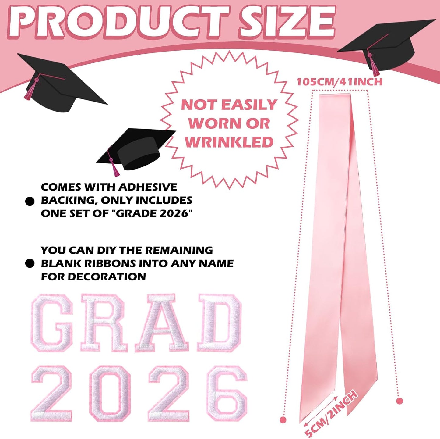 Thiccywoov 6 Pcs Class of 2026 Graduation Bow Graduation Cap Decorations Grad 2026 for Class of 2026 Grad Party Decorations (Pink) BST326L