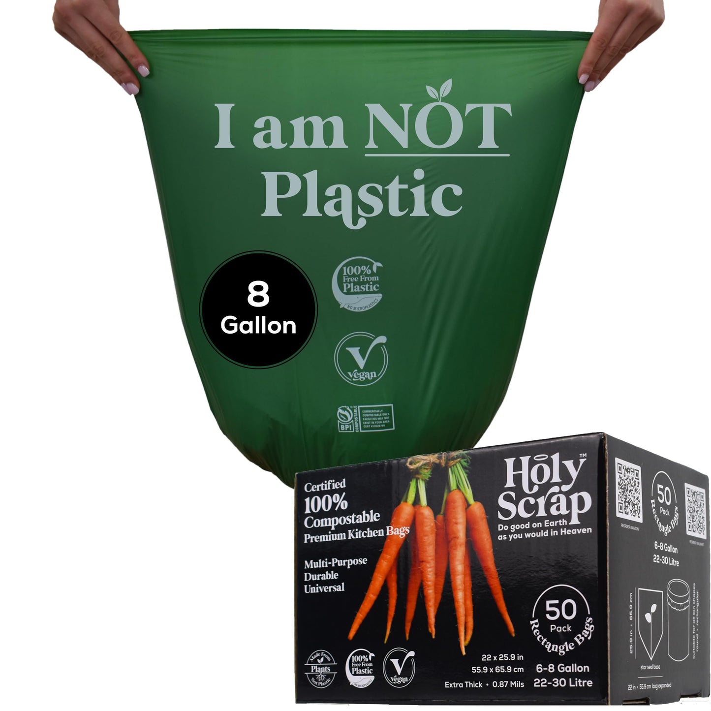 Small Compostable Trash Bags - 2.6 Gallon, 100 Pack, 100% Plastic-Free Decomposing Kitchen Food Waste Trash Can Bags & Liners, Thick Countertop Garbage, Bathroom & Bio Bin Bags