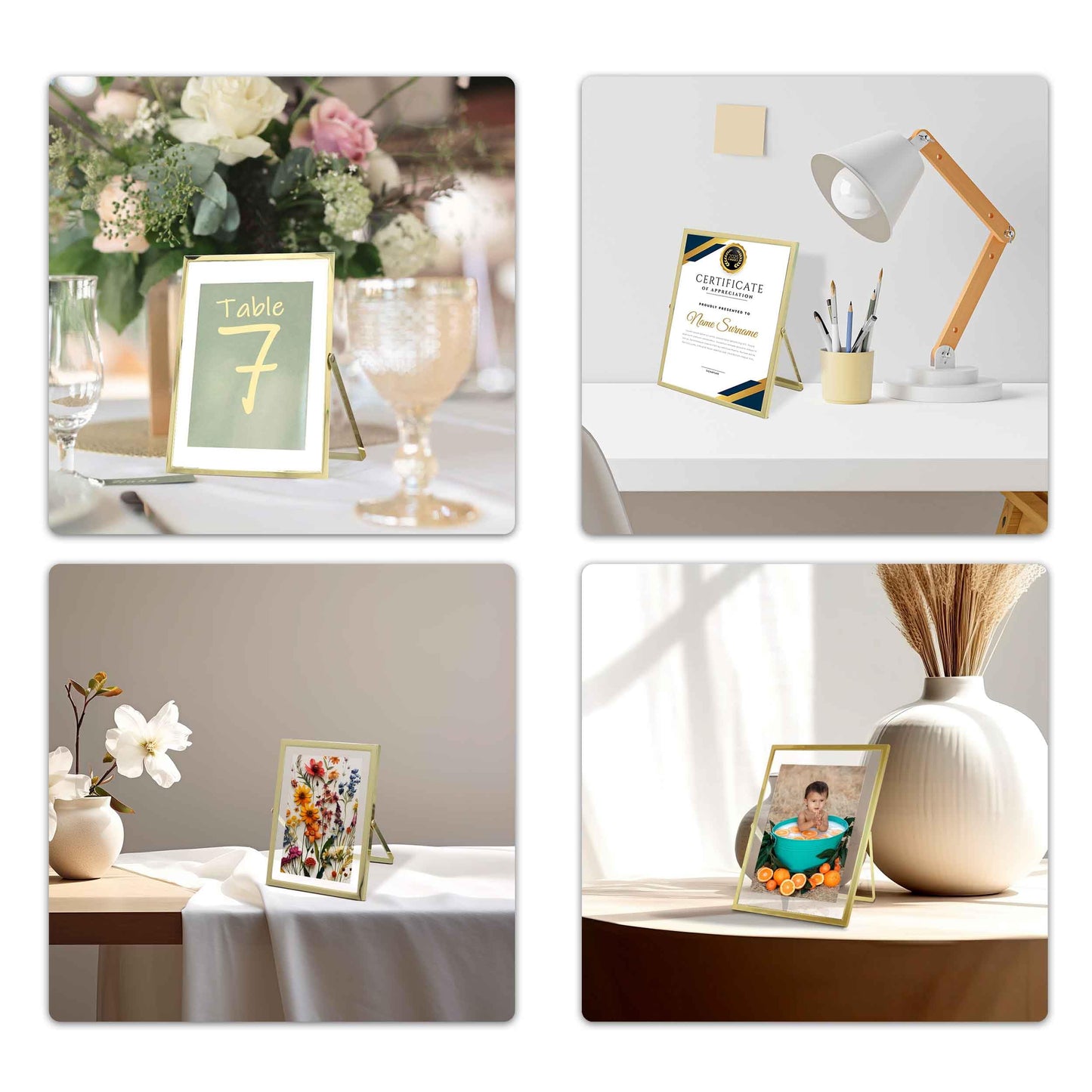 Gold Floating Frame 8x10 Gold Frame (2 Set) Floating Picture Frame - Wedding, Decor, Display Memories - Fit 5x7, 6x8, 7x9, 8x10 BST220