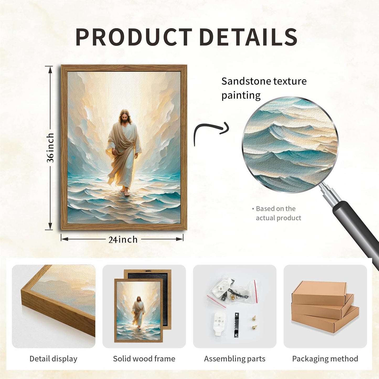 Framed 3D Textured Jesus Embracing Woman Wall Art, Jesus Hugging Woman Wall Decor Hand Drawn Sandstone Religious Christian Bible Painting Pictures for Bedroom Living Prayer Room 12x16 in Wood Framed BST202
