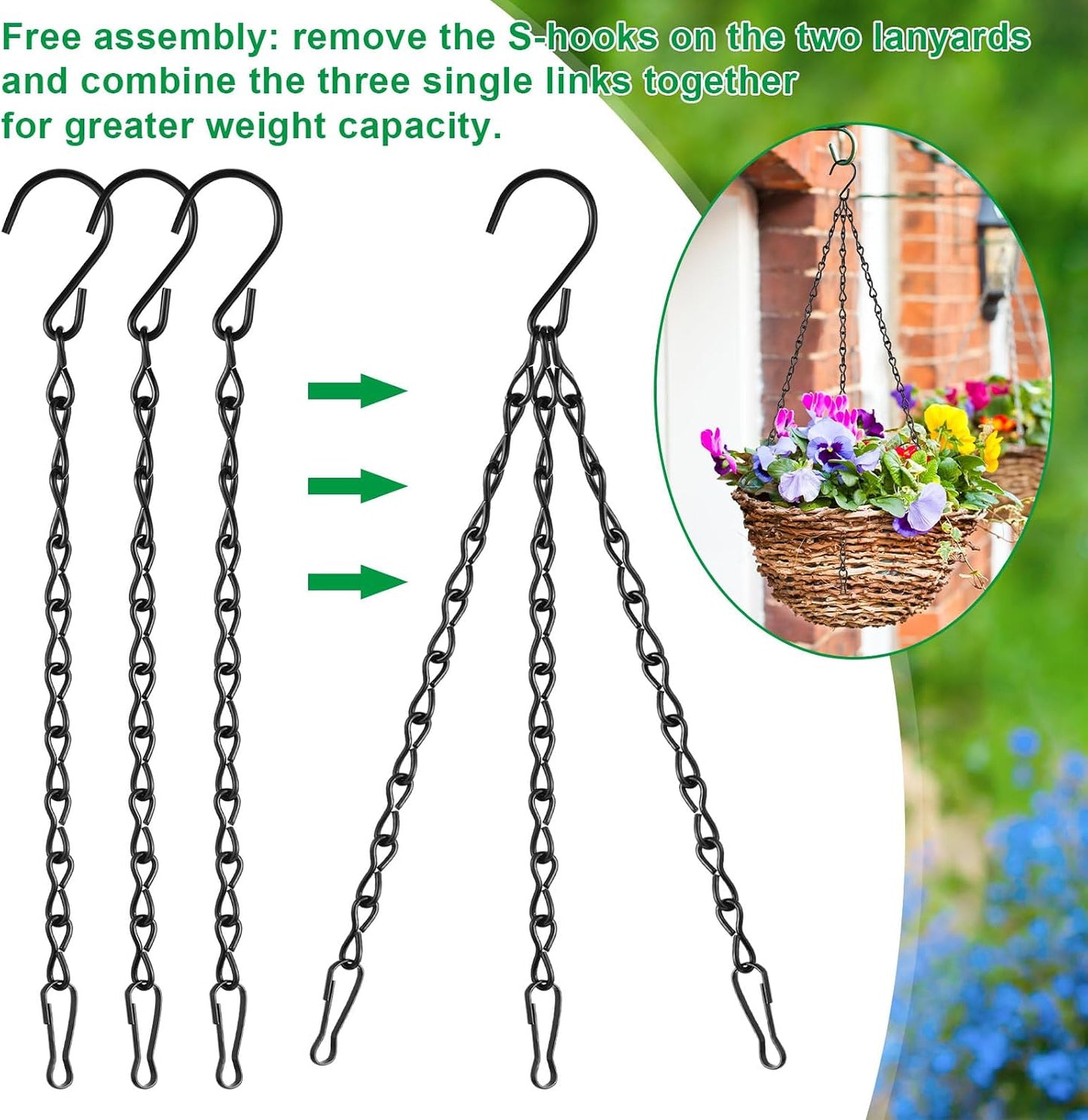 EBOOT 6 Pack Hanging Chain for Bird Feeders, Planters, Lanterns and Ornaments (25.5 Inch) WN420