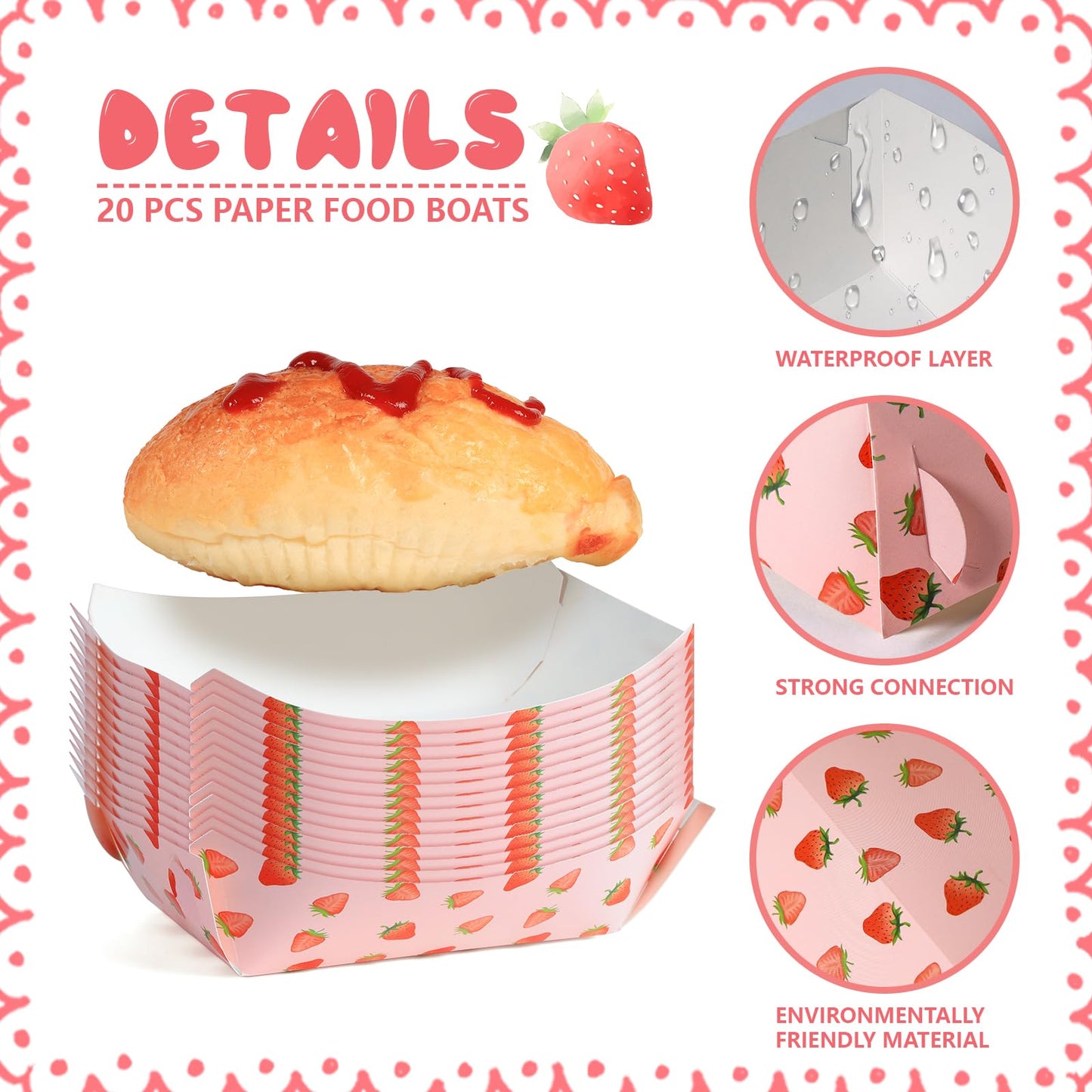 strawberry paper plates, disposable waterproof food trays, 1 lb., suitable for bulk strawberry-themed strawberry shortcake berry first birthday party supplies and gift decorations. (20, blueberry) BST220